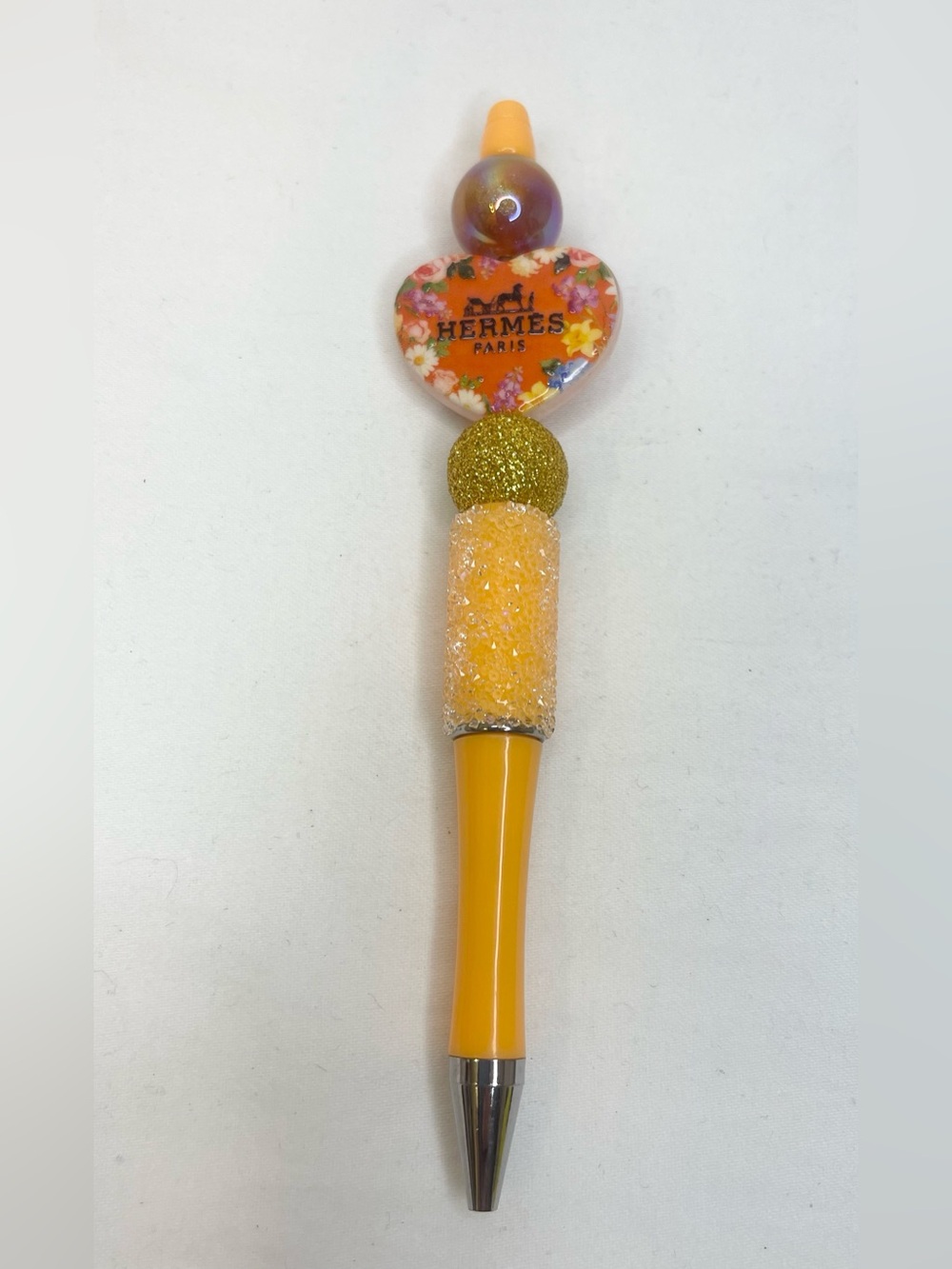 Fashion Hermès Floral Heart Yellow Beaded Pen
